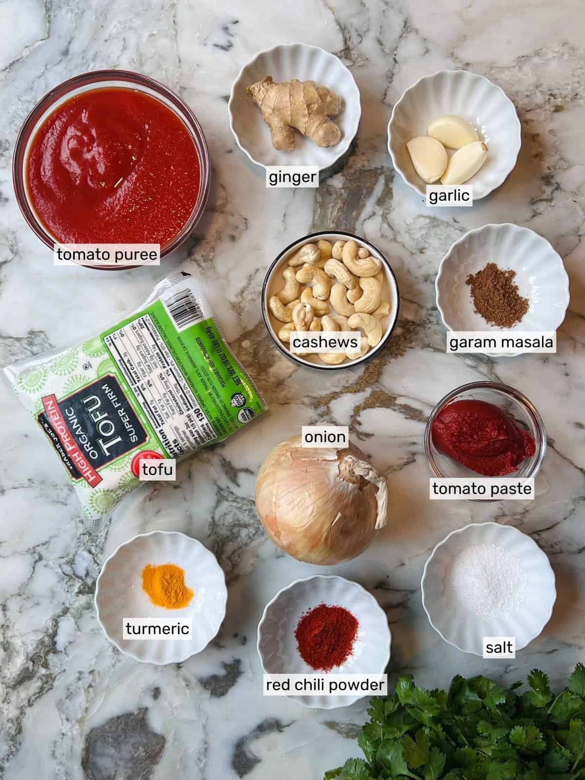 ingredients for tofu butter masala 