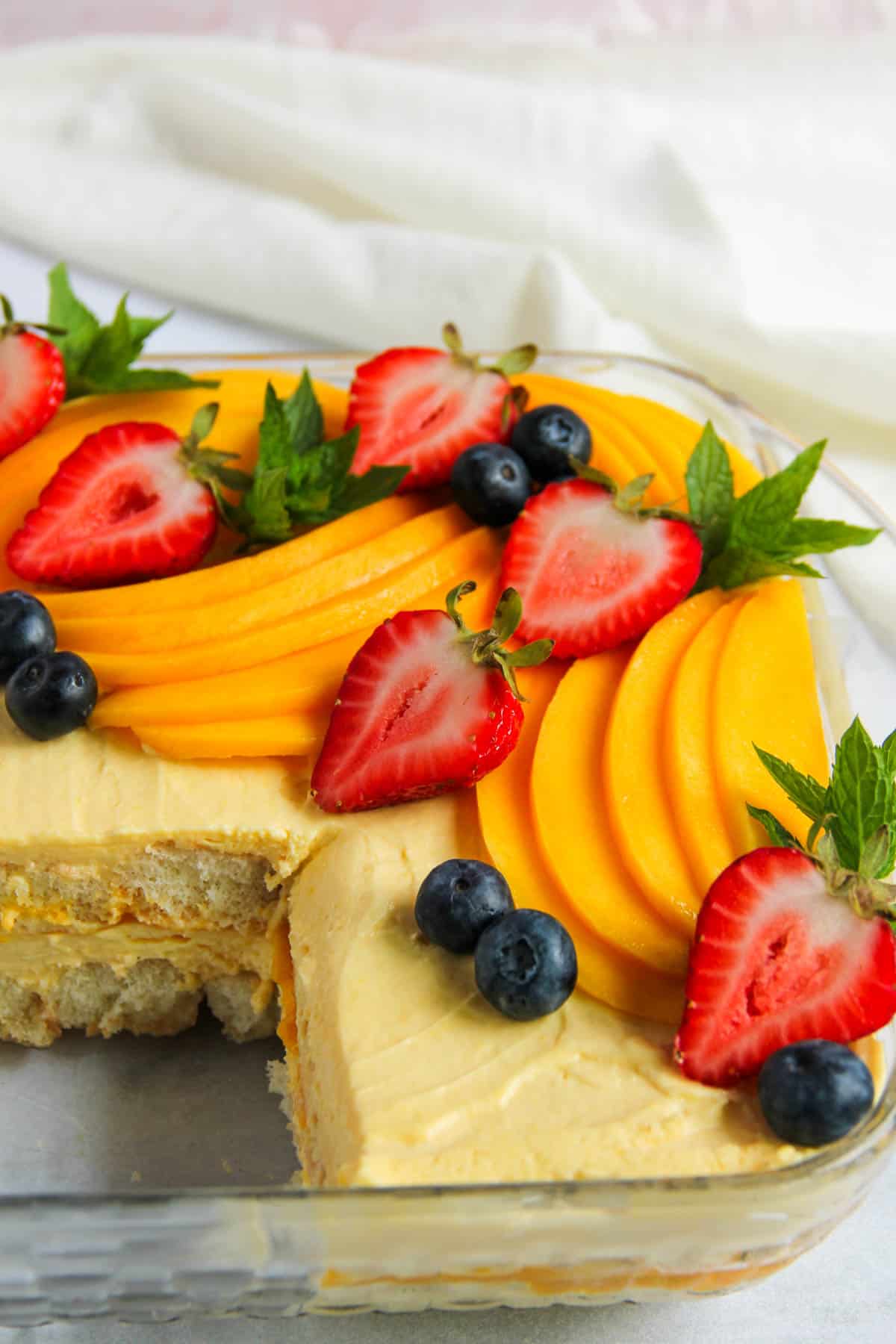 Close up photo of Mango Tiramisu Cake 