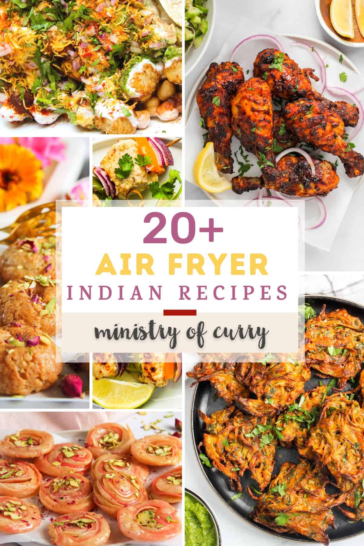 photo collage of Indian air fryer recipes