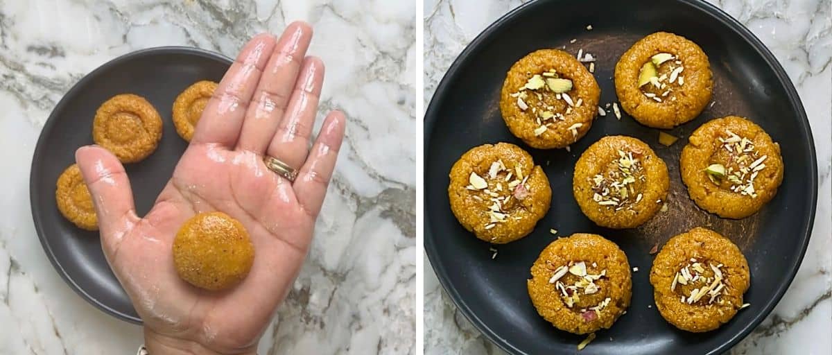 Photos showing how to shape Mawa Peda 