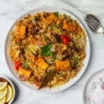 paneer biryani servedin a platter