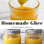 pinterest pin with photo collage of homemade ghee