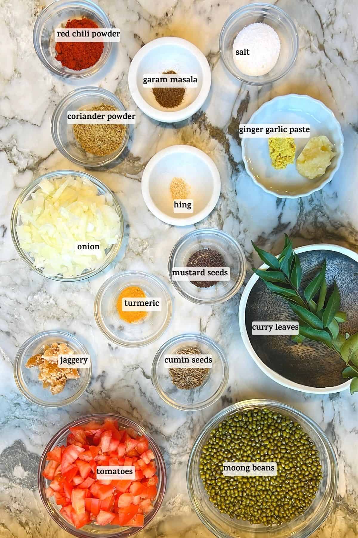 ingredients to make green moong dal 