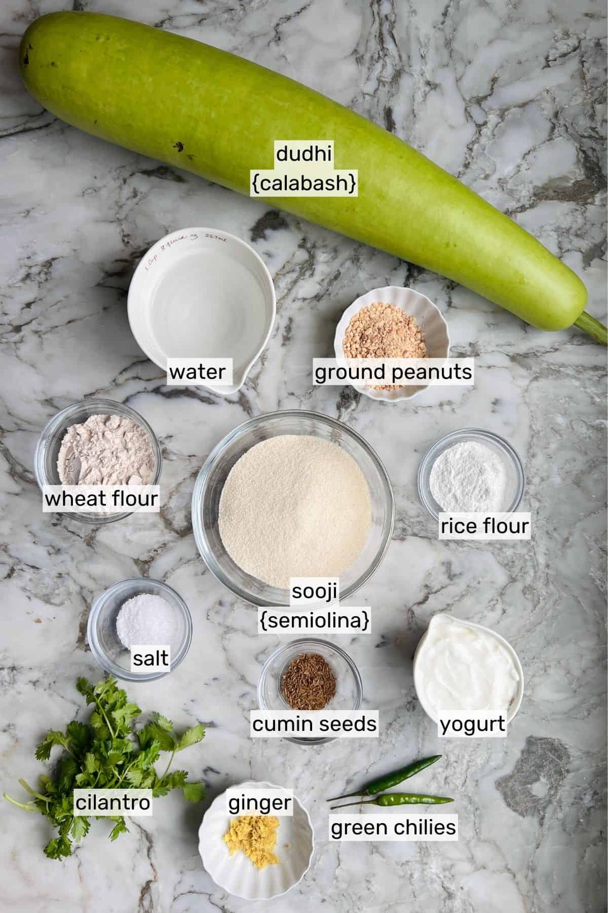 ingredients for Dudhi Dhirde.