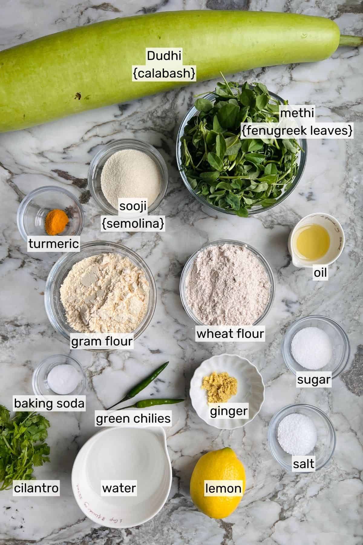 dudhi muthiya ingredients.