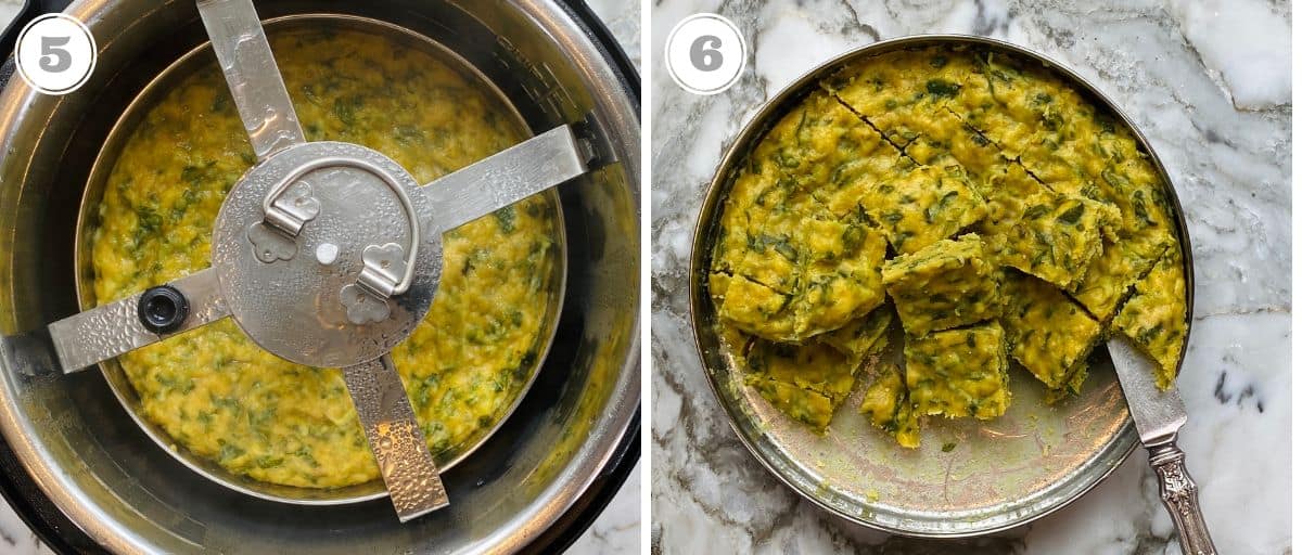 steps five and six showing steamed muthiya 