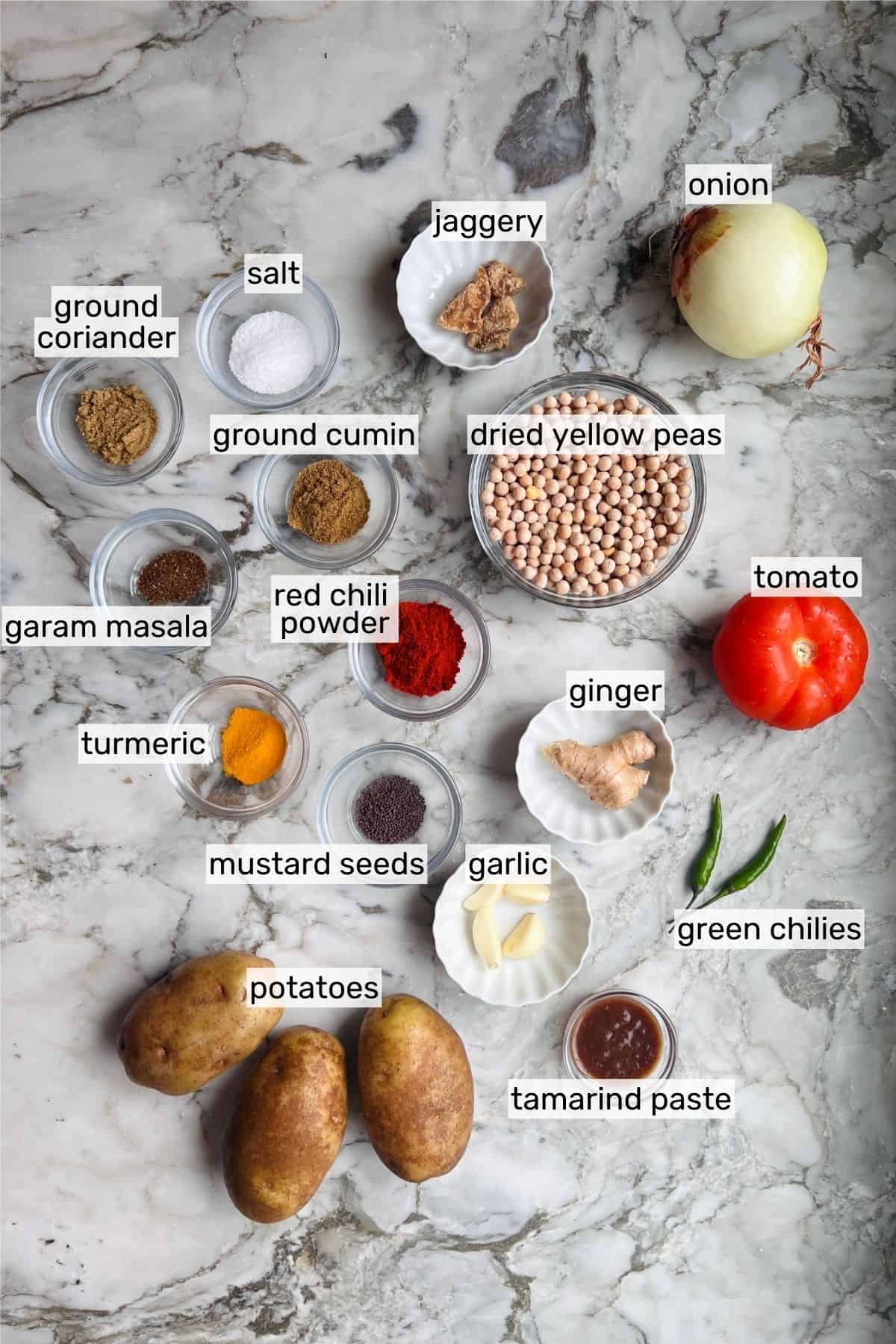 ingredients to make ragda patties 