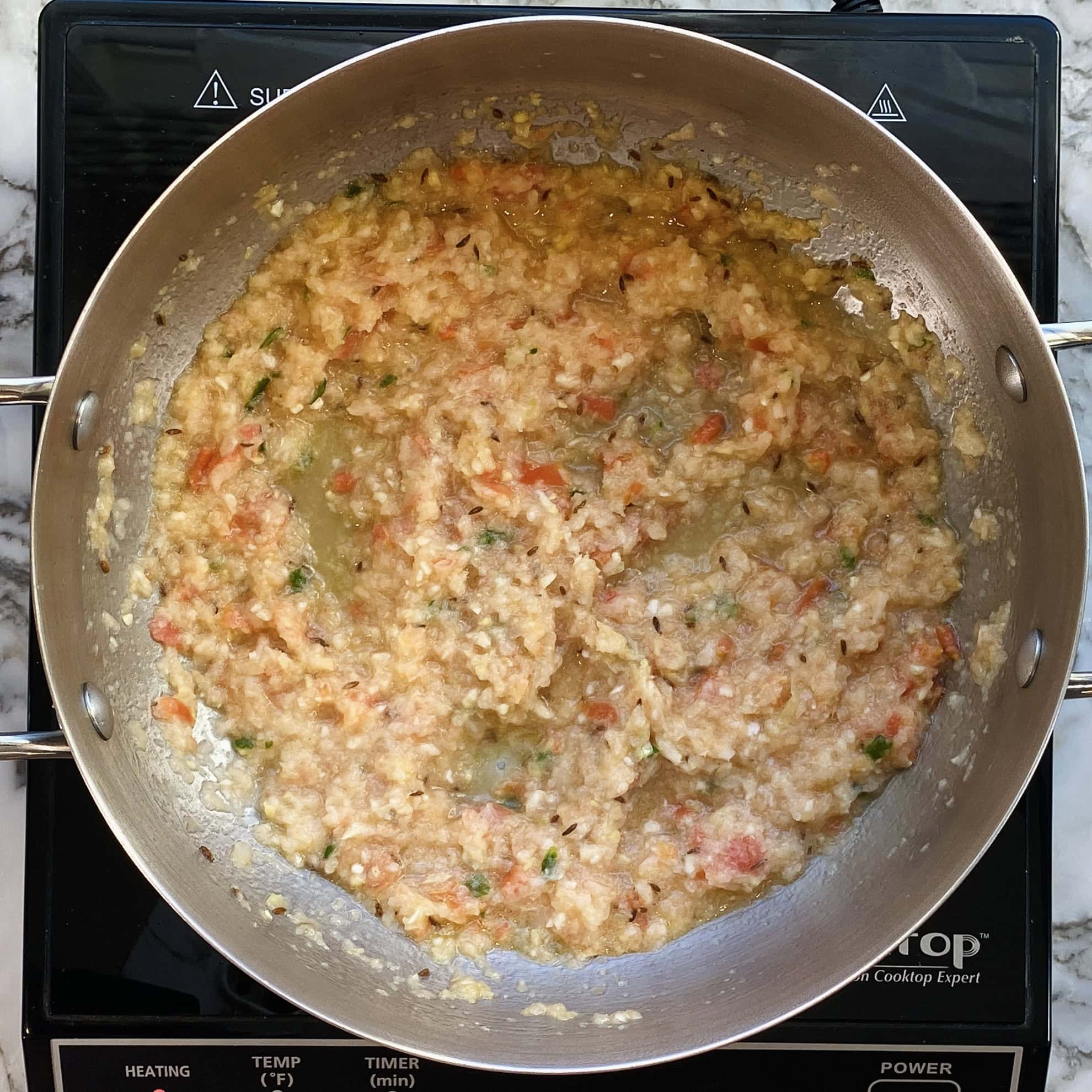 sauteed aromatics in a pot 