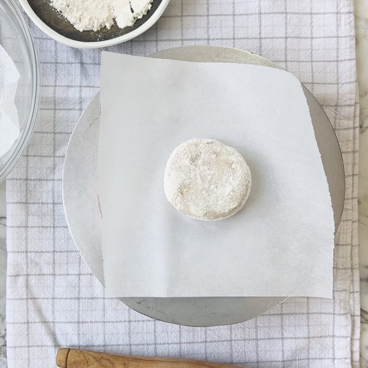 dough coated in dry flour