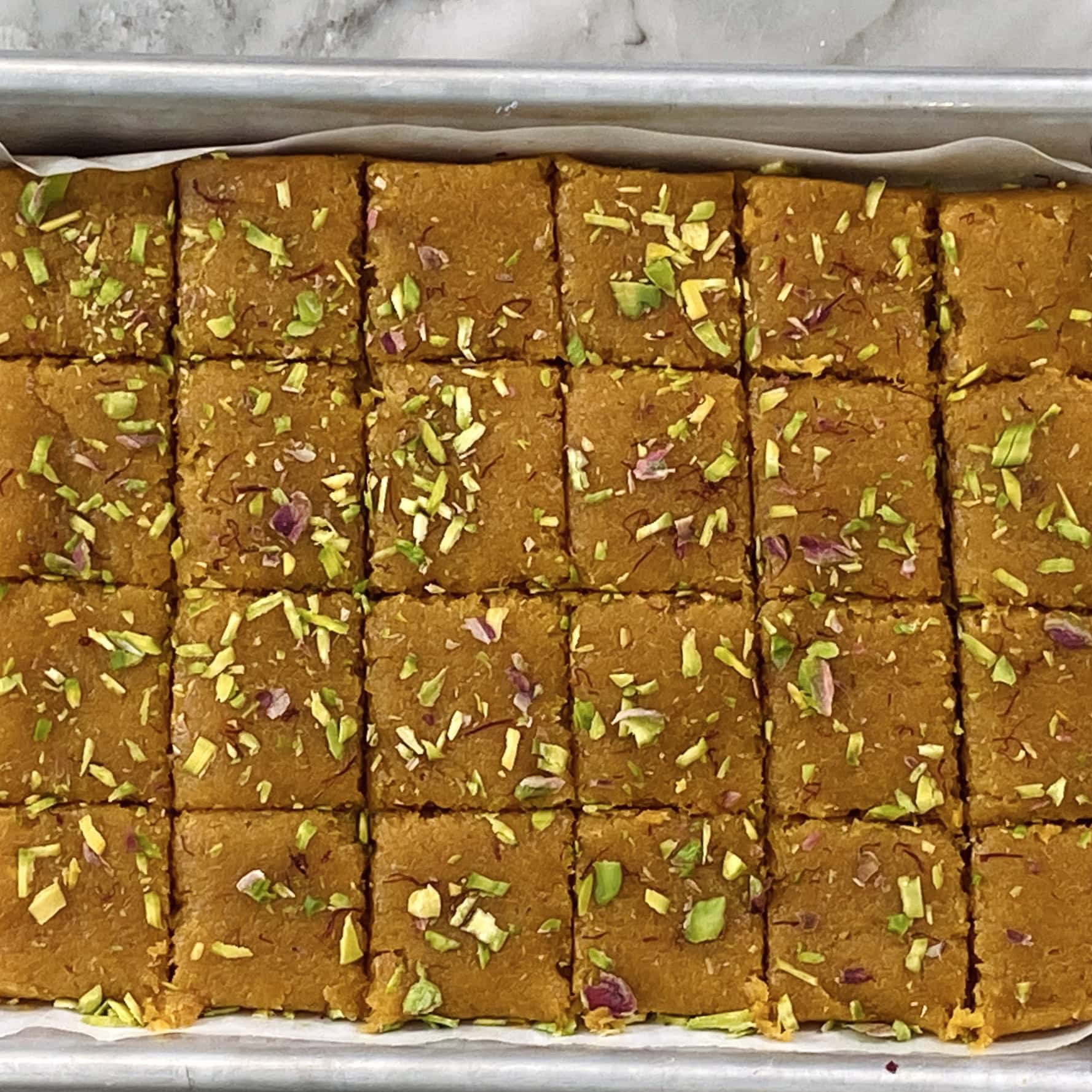 mango barfi cut into squares 