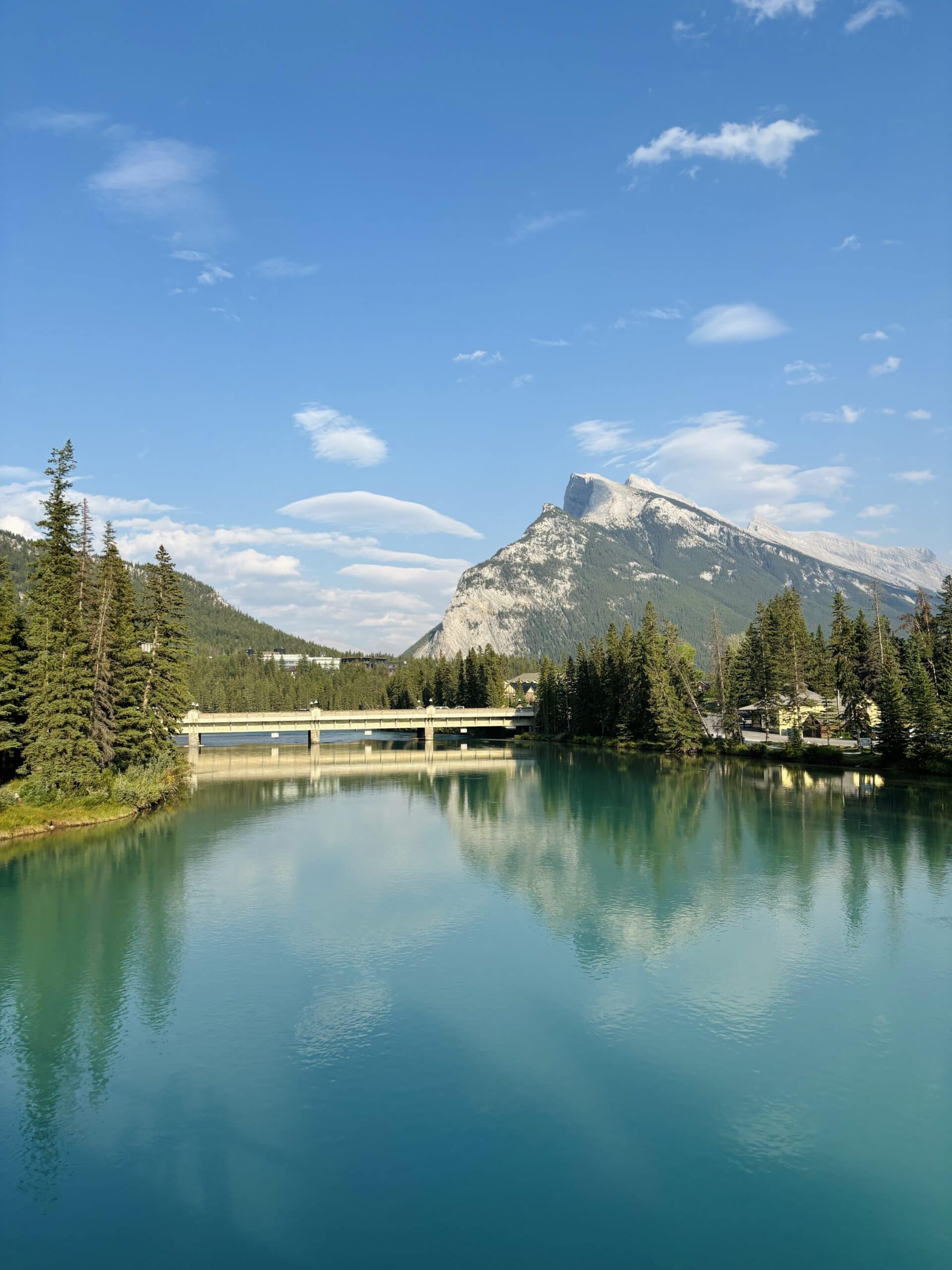 Bow River Bridge Downtown Banff Canada