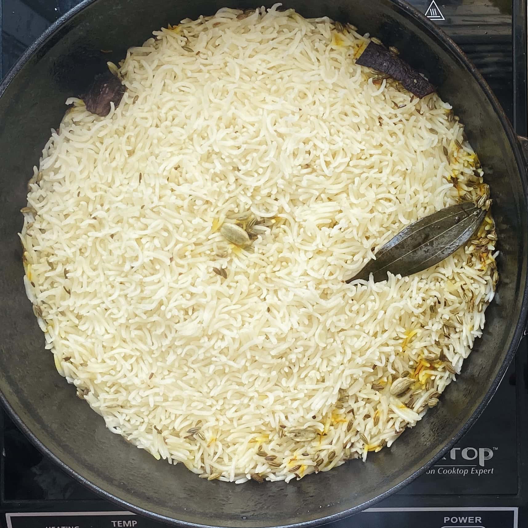 cooked basmati rice in a pot 