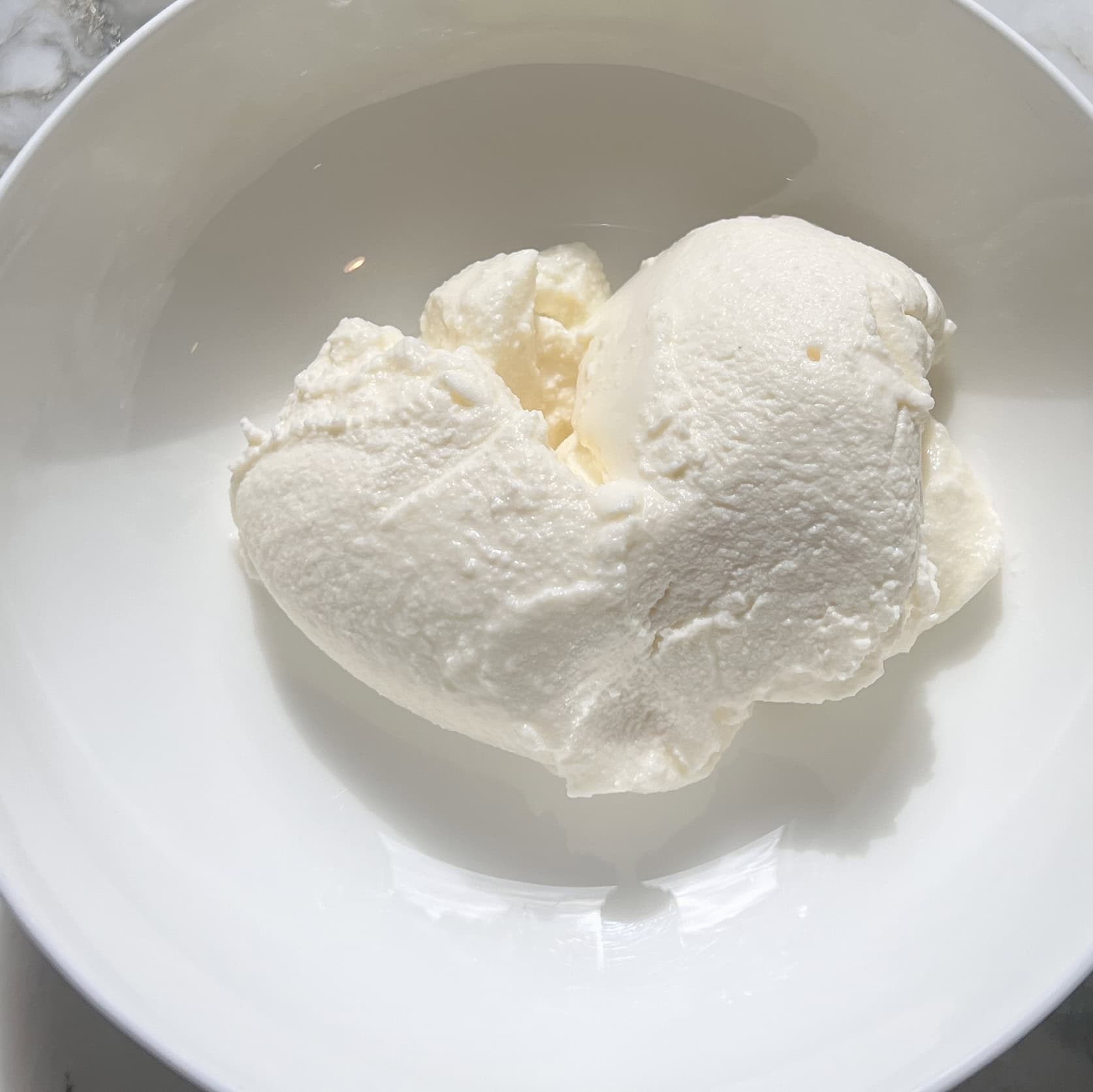 ricotta cheese in a bowl. 