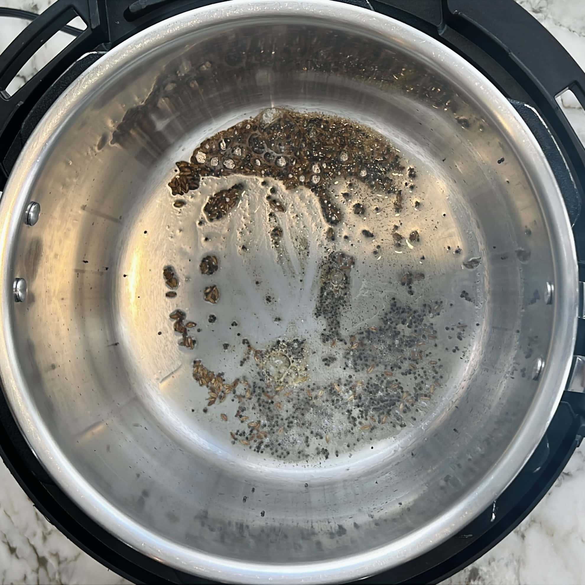 mustard seeds and cumin seeds tempering in the instant pot 