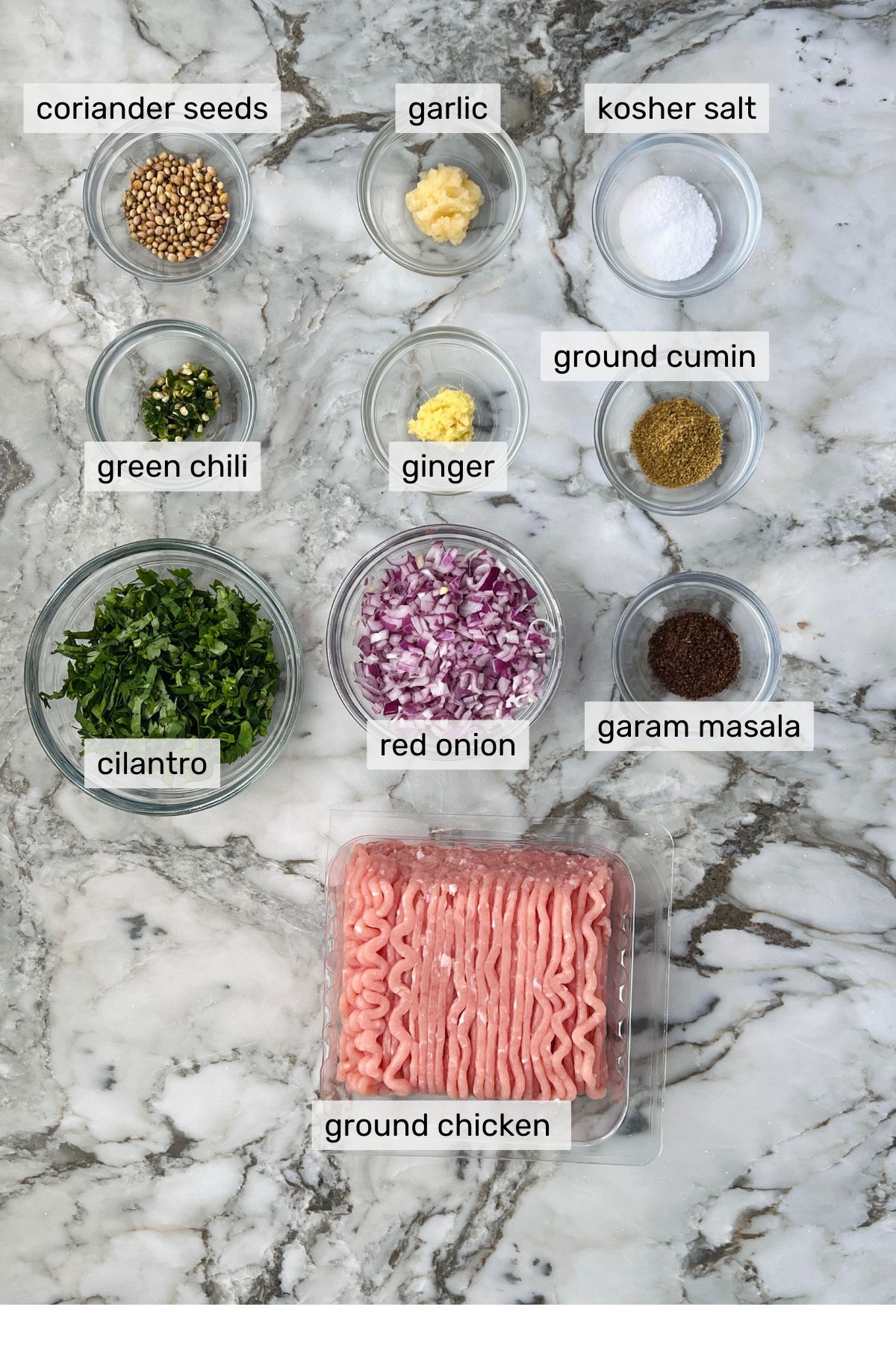 ingredients for chicken seekh kebab 