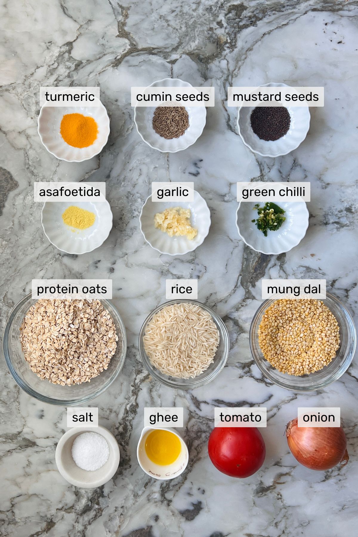ingredients to make protein oats khichdi 