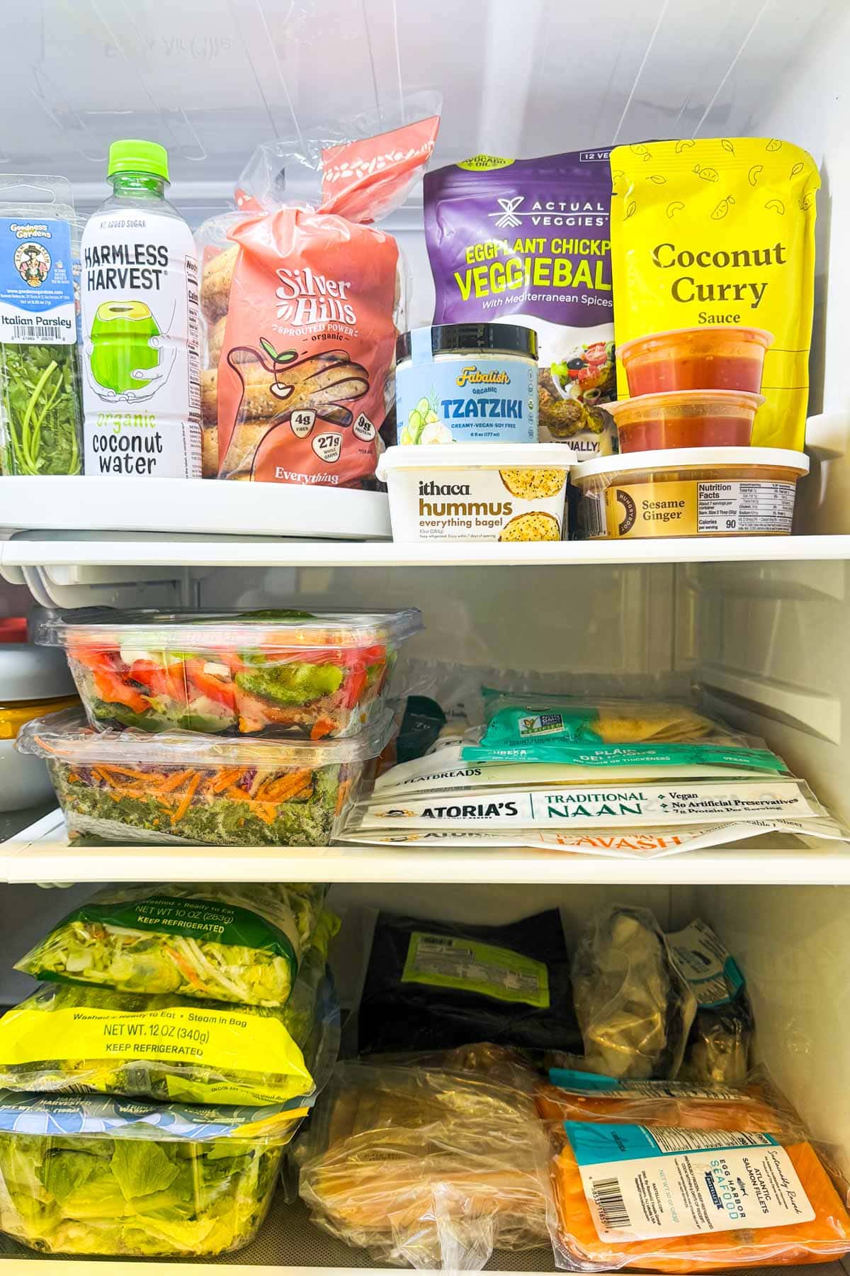 Hungryroot grocery stocked up in the refrigerator 