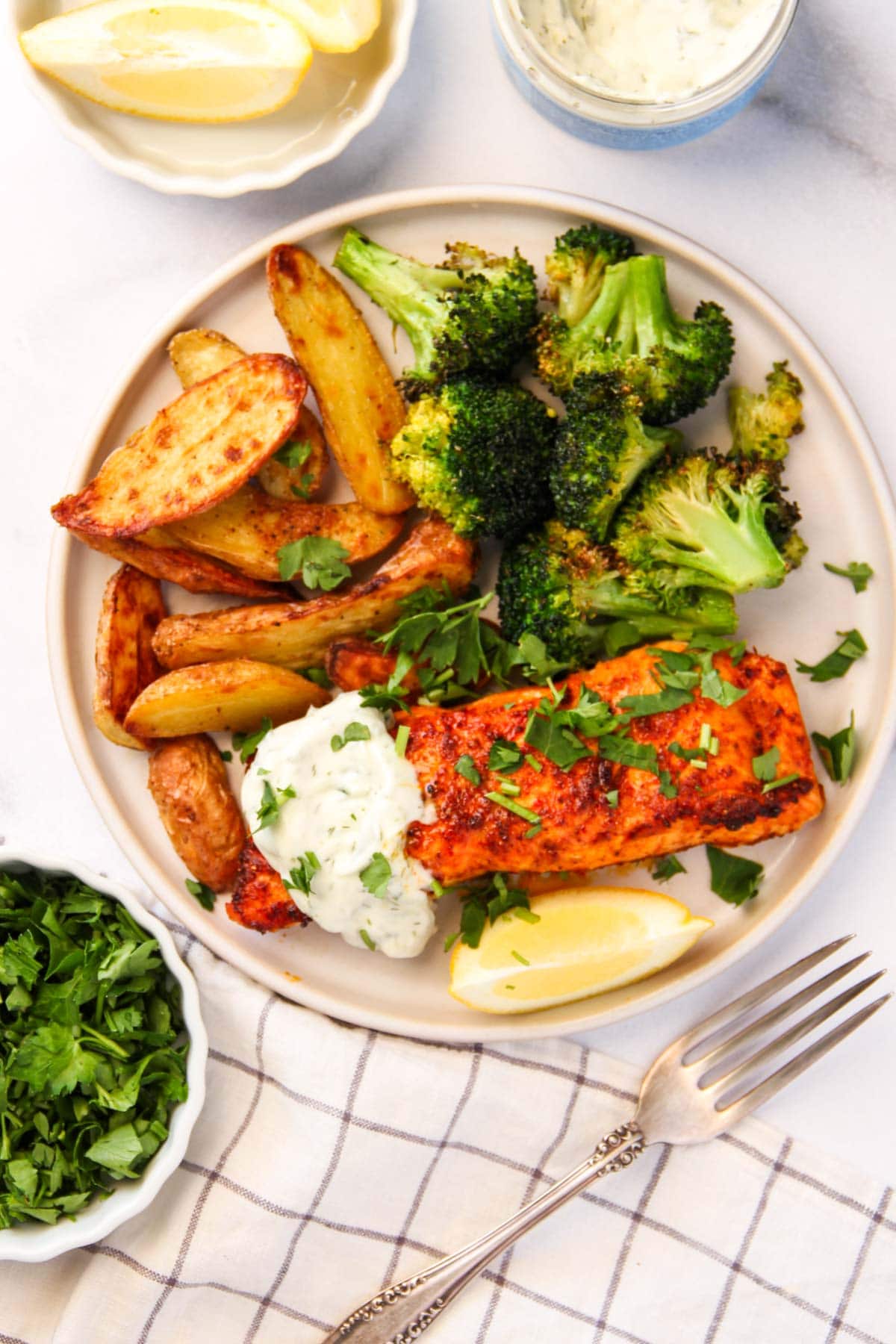 tandoori salmon with roasted veggies 