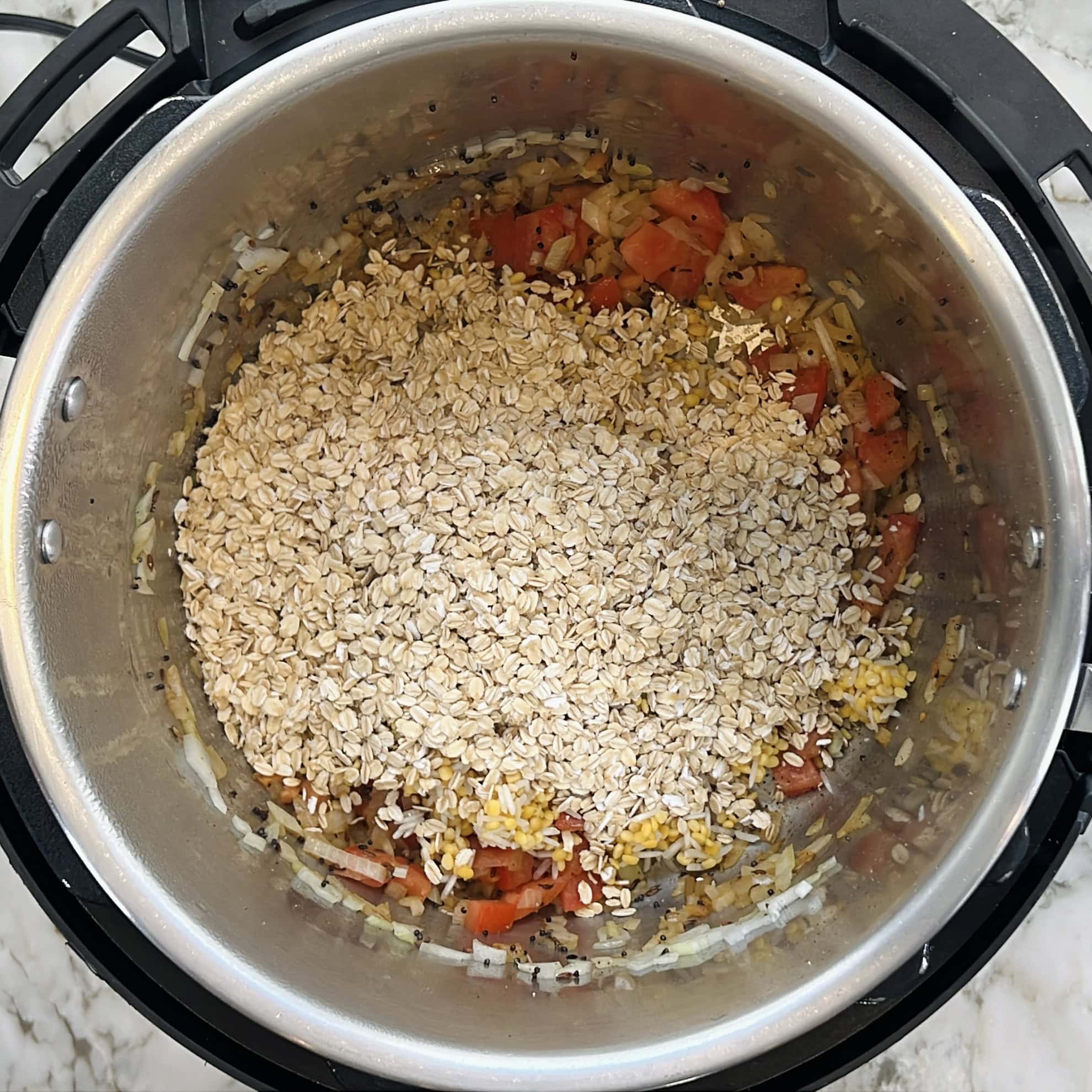protein oats added to the Instant Pot insert 