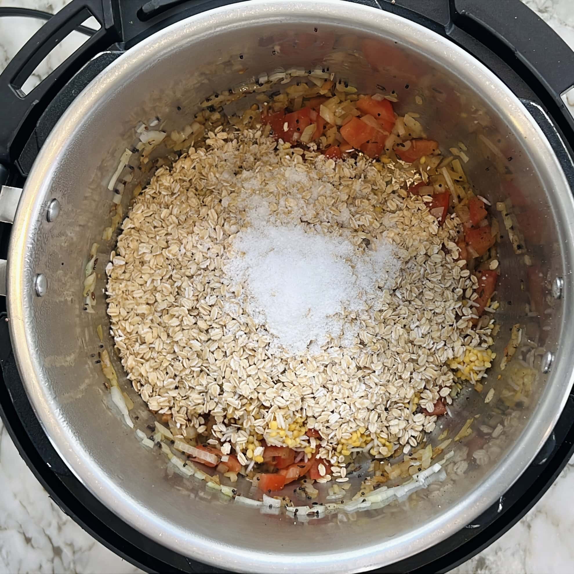 salt added over protein oats in the Instant Pot insert 