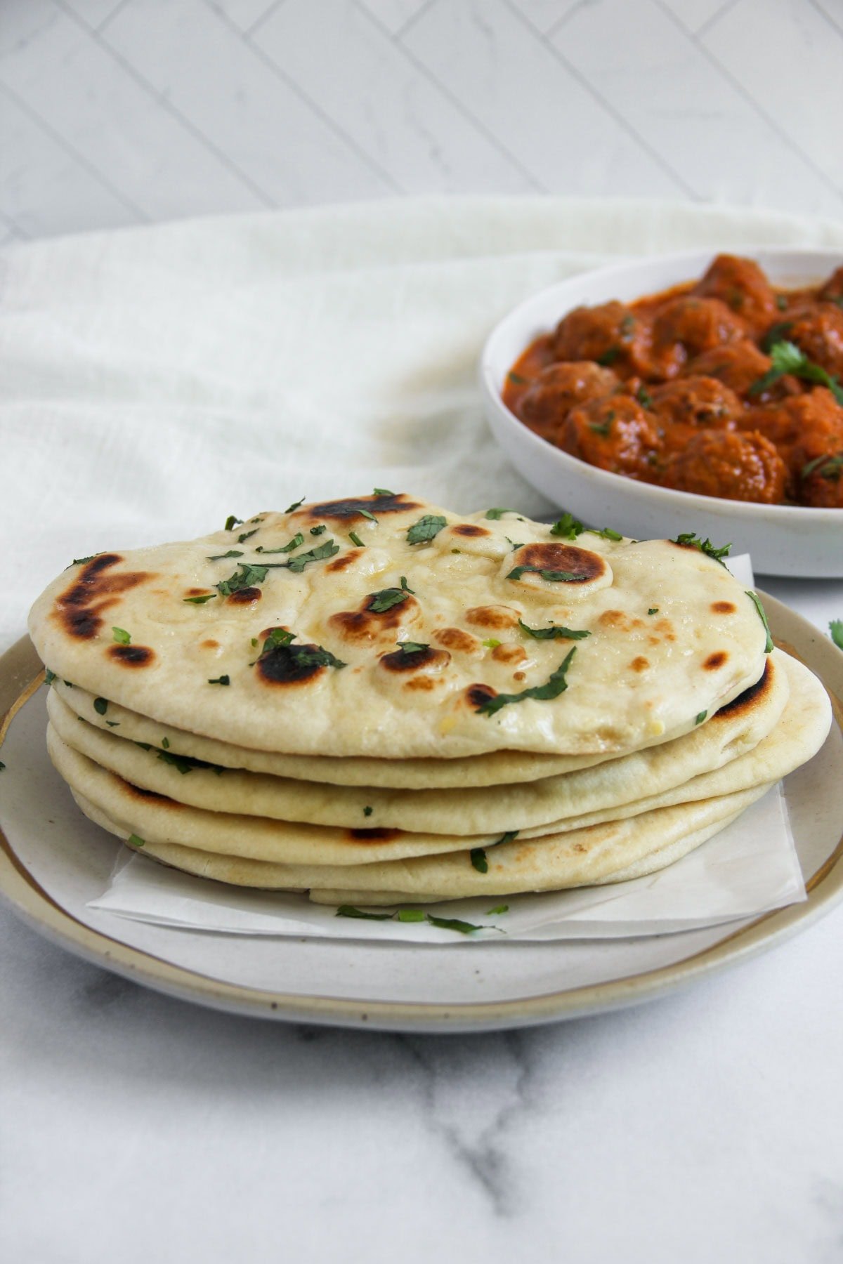 stack of homemade naan  