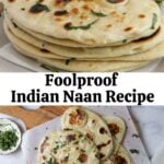 pinteerst pin collage for foolproof indian naan recipe
