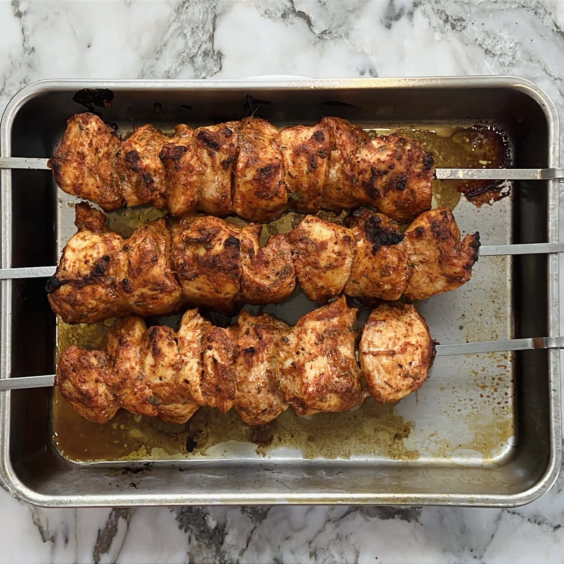 roasted chicken skewers.