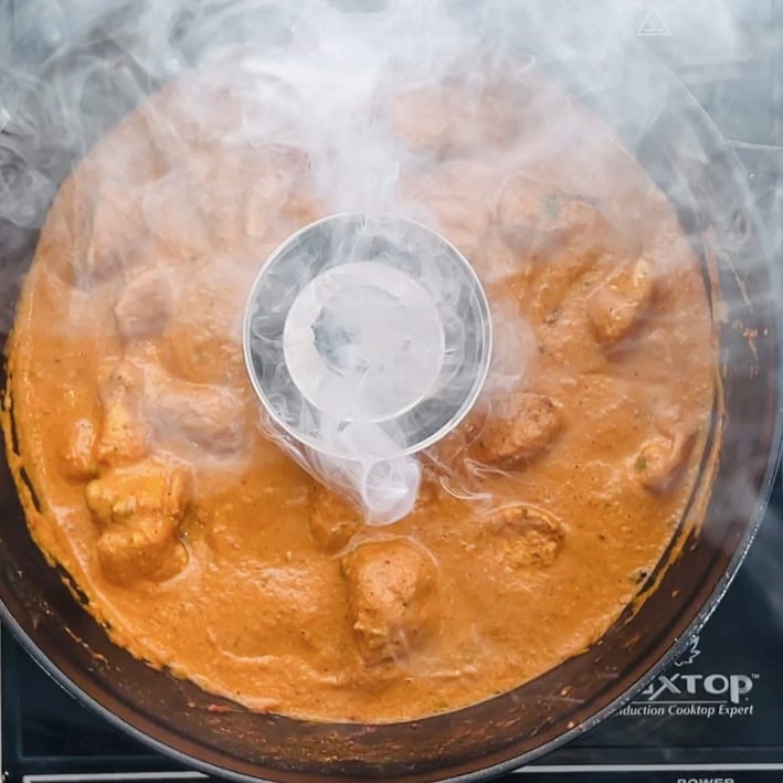 dhungar - smoking chicken tikka masala.