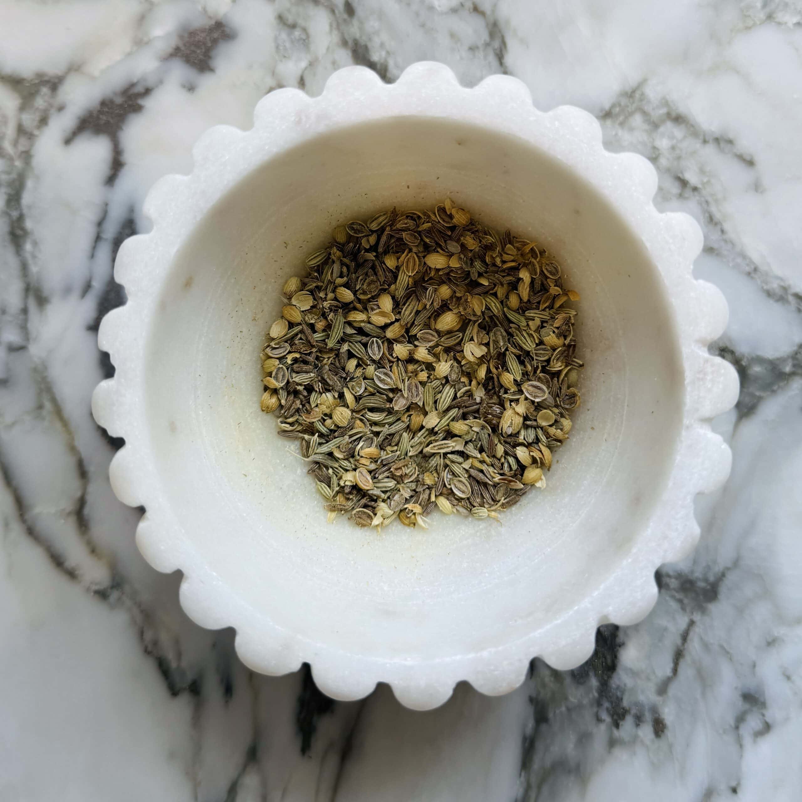 ground cumin, fennel and coriander seeds.