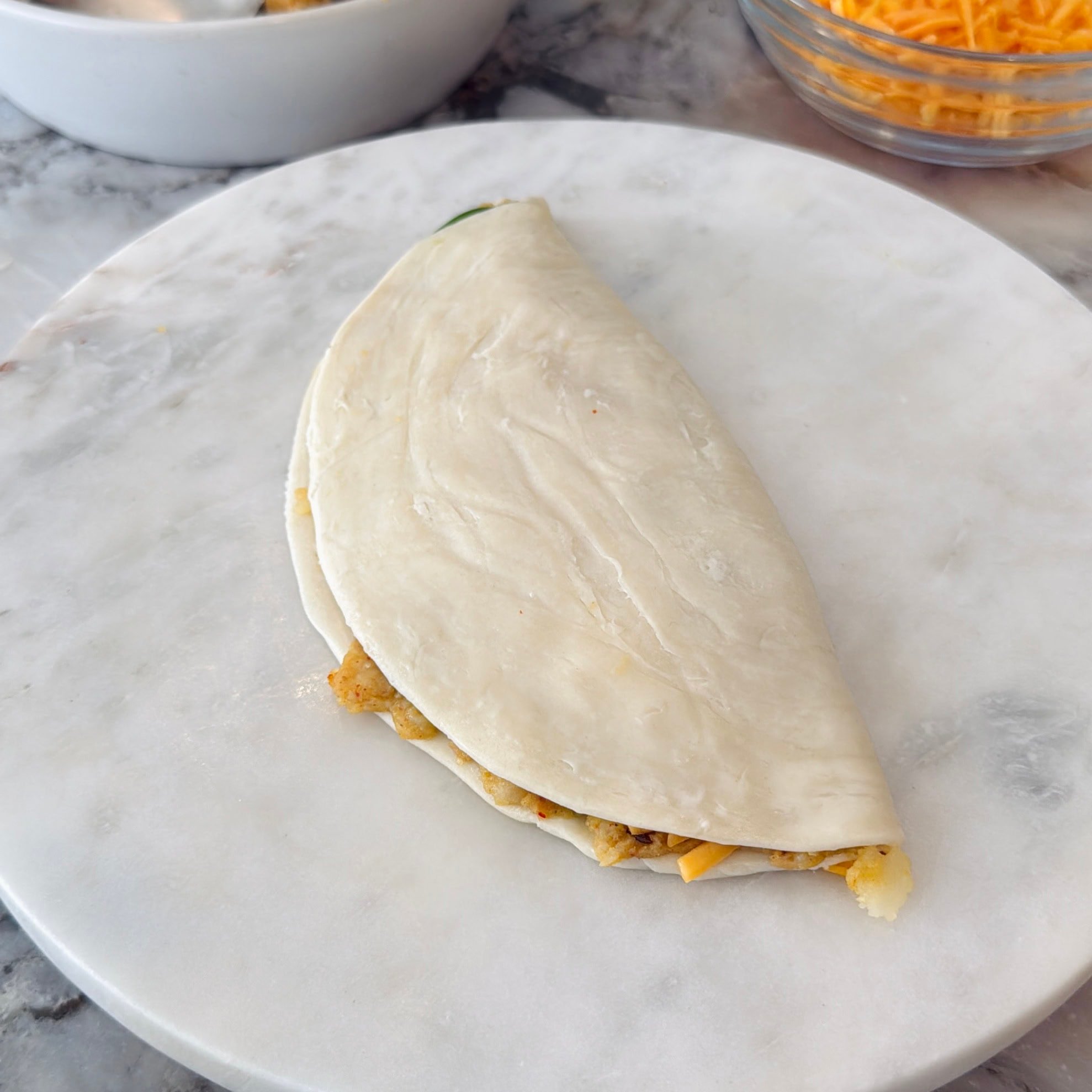 paratha folded over filling
