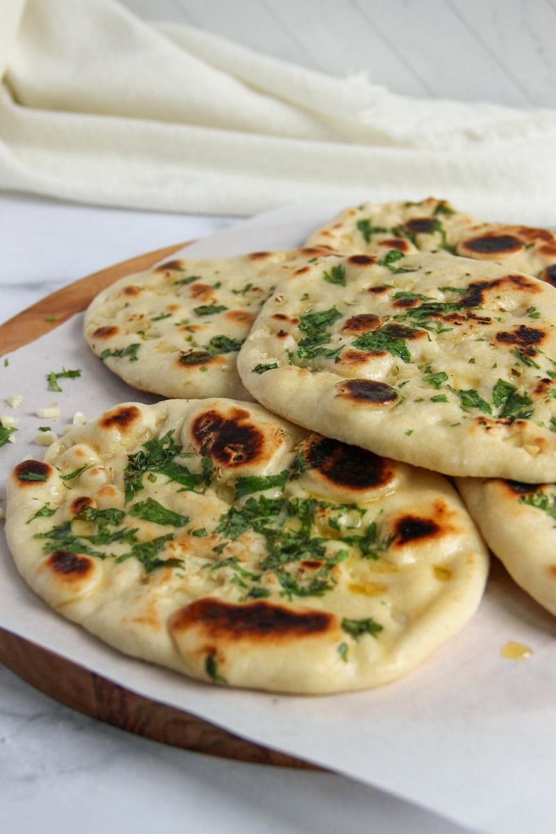 homemade garlic naan with butter