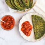 mango chutney served with palak thepla
