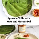photo collage pinterest pin for spinach chilla.