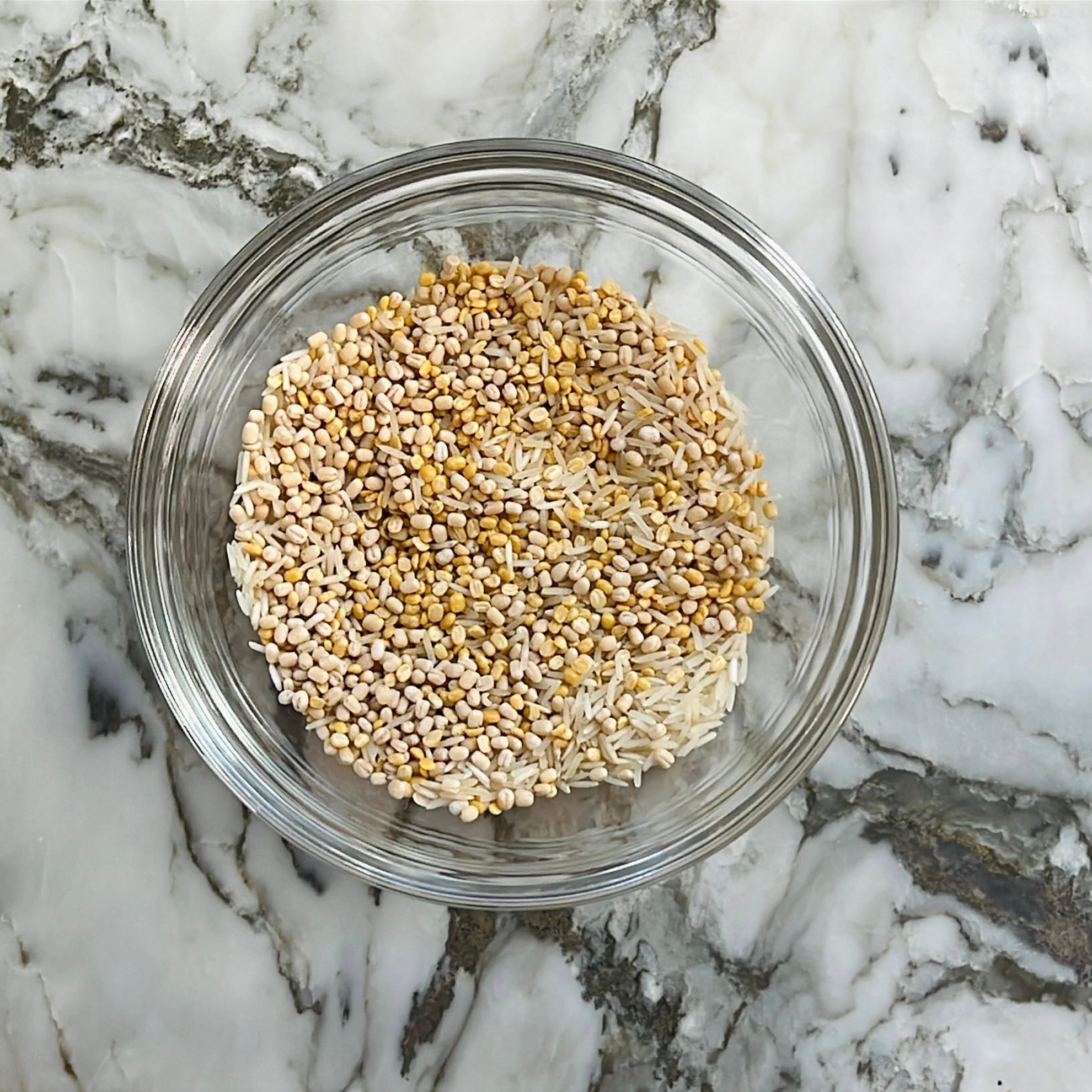 dry lentils and rice in a bowl.