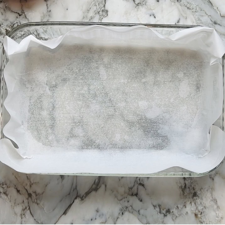 baking dish lined with parchment paper. 