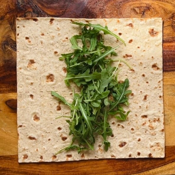 arugula on lavash bread.