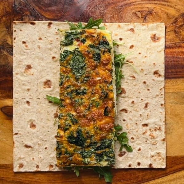 egg white bake place over arugula.