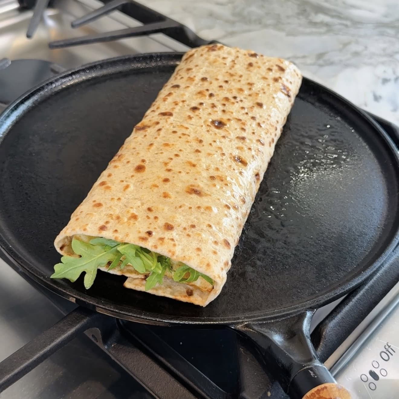 egg white wrap on a cast iron pan.