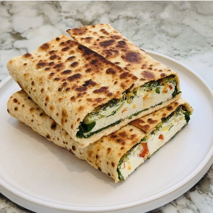 veggie egg white wraps on a white serving dish.